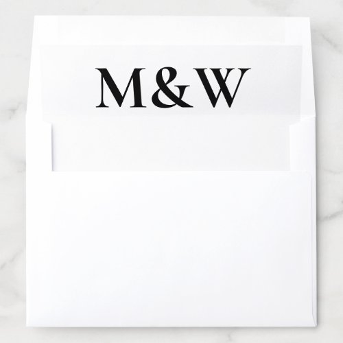 Modern Bold Monogram Black and White Wedding  Envelope Liner