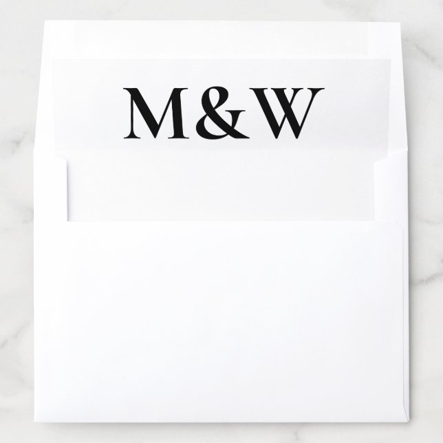 Modern Bold Monogram Black and White Wedding  Envelope Liner (In Envelope)