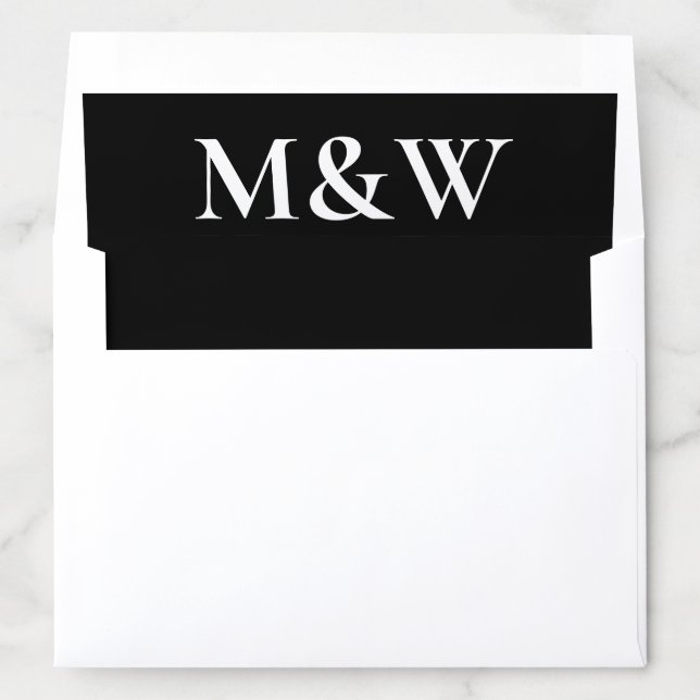 Modern Bold Monogram Black & White Wedding Envelope Liner (In Envelope)
