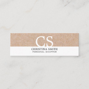 Modern Bold Monogram Kraft Printed Clean White Mini Business Card