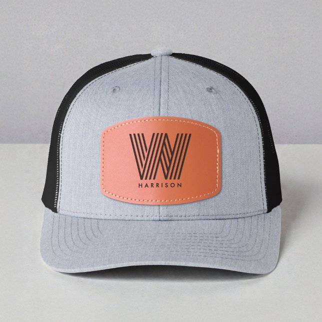Modern Bold Monogram Leather Patch Hat (Modern Bold Monogram Leather Patch Hat)