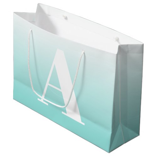 Modern Bold Monogram  Light Aqua Blue Green Large Gift Bag