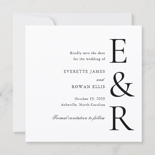 Modern Bold Monogram Minimalist Wedding Save The Date