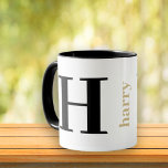 Modern Bold Monogram Name Gold Black Coffee Mug<br><div class="desc">Modern Bold Monogram Name Gold Black Coffee Mug. Personalize with your custom monogram initial and name.</div>