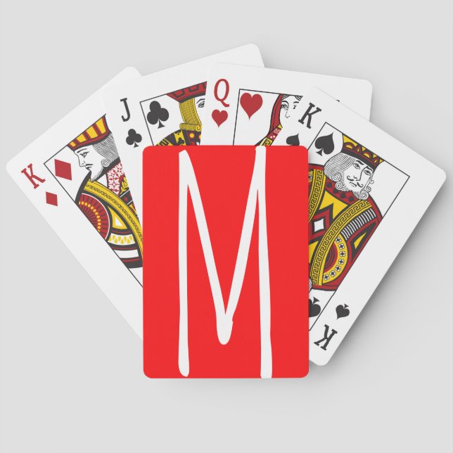 Modern Bold Monogram Poker Cards (Back)
