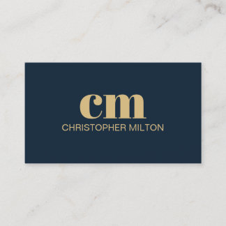 Modern Bold Monogram QR code Navy Blue Consultant Business Card