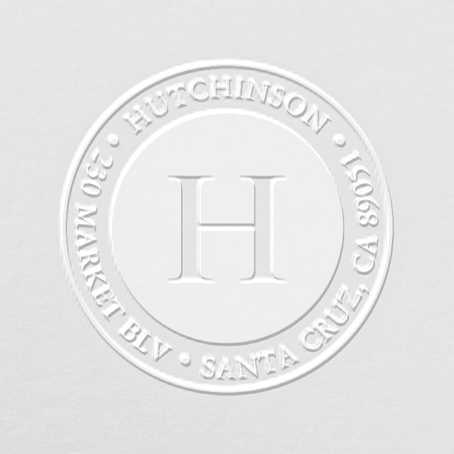 Modern Bold Monogram Round Return Address Embosser (Design)