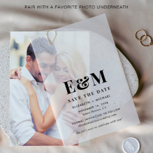 Modern Bold Monogram Save The Date Vellum Invitations