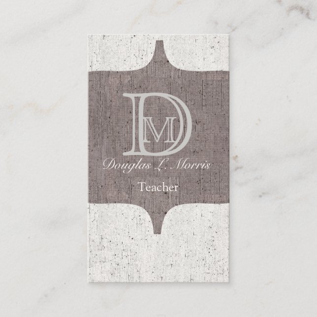 Modern Bold Monogram Vintage Business Card (Front)