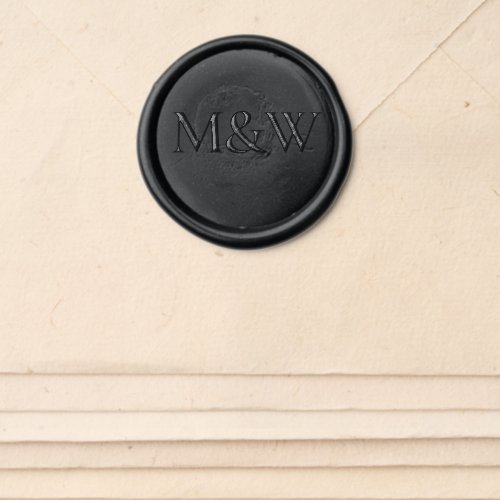 Modern Bold Monogram Wedding Black Wax Seal Sticker