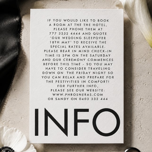 Modern Bold Monogram Wedding Info Letterpress Enclosure Card (Creator Uploaded)