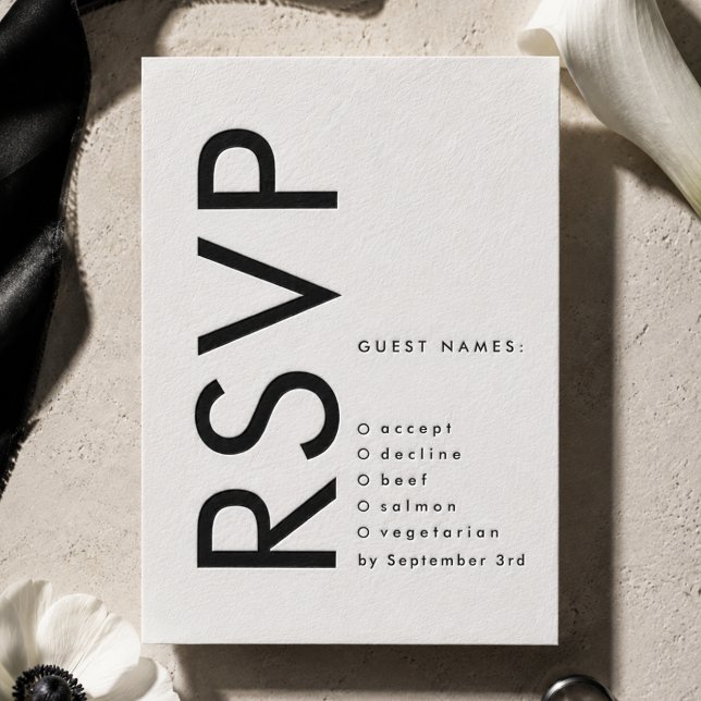 Modern Bold Monogram Wedding Letterpress RSVP Cards (Creator Uploaded)