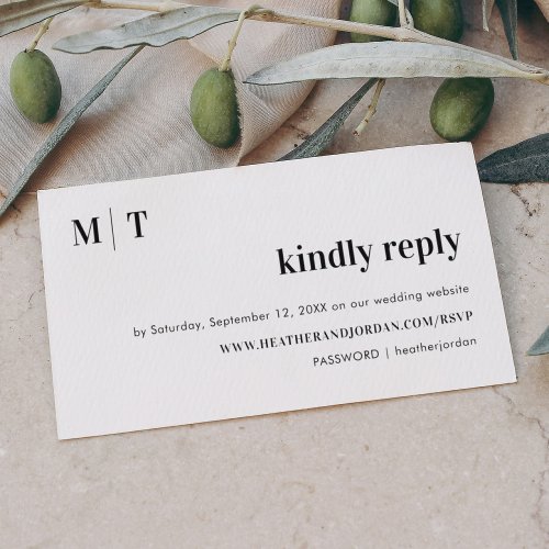 Modern Bold Monogram Wedding Reply RSVP Enclosure Card