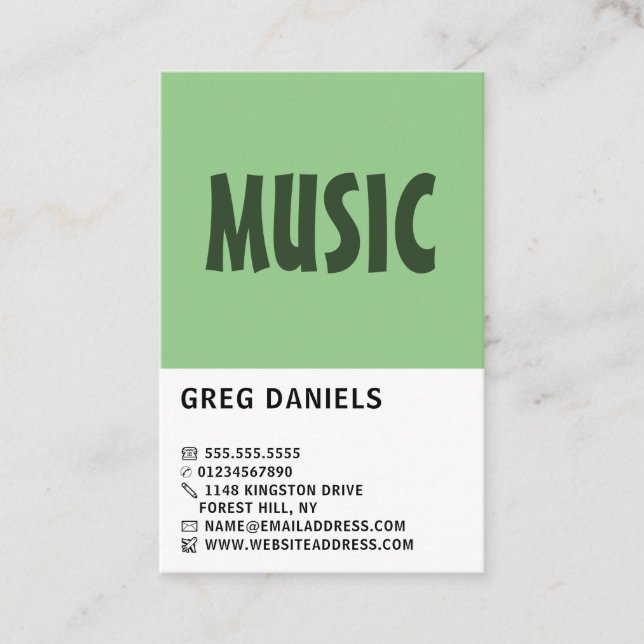 Modern Bold, Musical Instrument Store Business Card (Front)