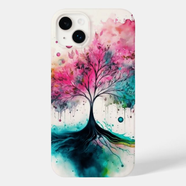 Modern & Bold Mystical Tree (blue, pink, orange) Case-Mate iPhone Case (Back)