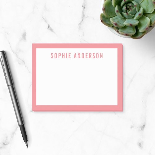 Modern Bold Name with Editable Border Color Post_it Notes