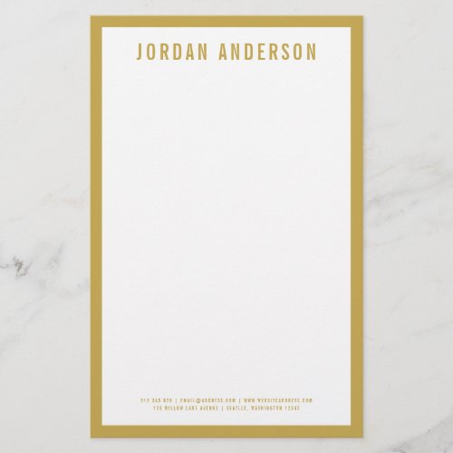 Modern Bold Name with EDITABLE Border Color Stationery