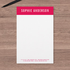 Modern Bold Name with Editable Header Color Stationery