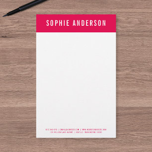 Modern Bold Name with Editable Header Color Stationery
