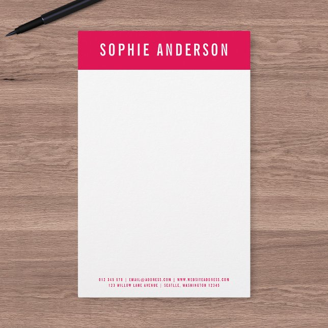 Modern Bold Name with Editable Header Color Stationery (Creator Uploaded)