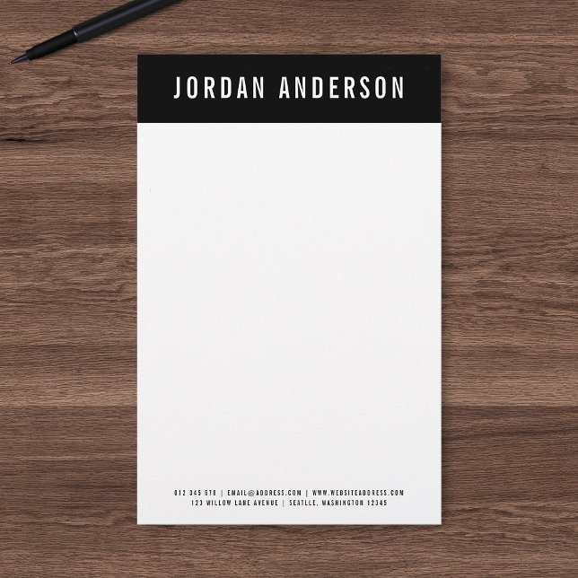 Modern Bold Name with Editable Header Color Stationery (Creator Uploaded)
