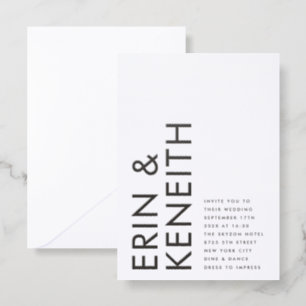 Modern Bold Names Axiom Wedding Letterpress Invitation