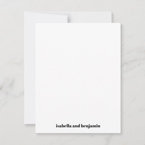 Modern Bold Names on Bottom White Vertical Wedding Thank You Card