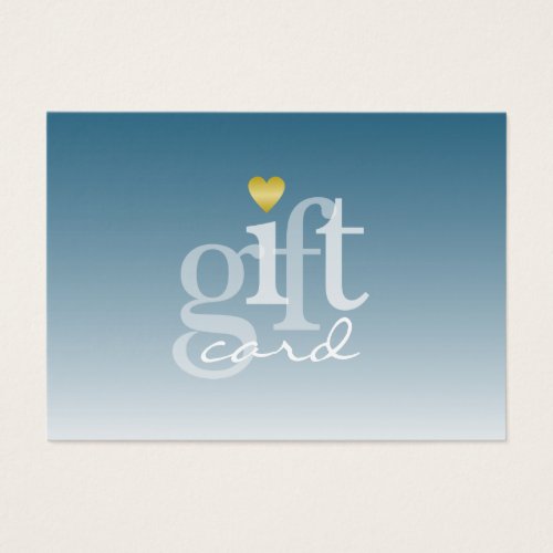 Modern Bold Navy Blue Ombre Gold Heart Gift Card