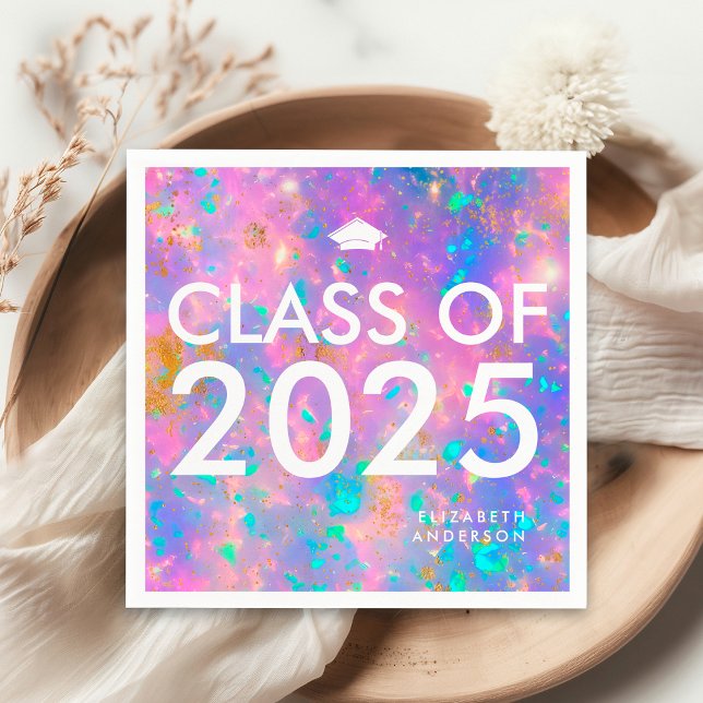 Modern Bold Opal Personalized Graduation Party Napkins (Creator Uploaded)