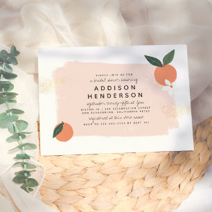 Modern Bold Orange & Blossom Pink Bridal shower Invitation