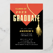 Modern Bold Orange Grad Cap Graduation