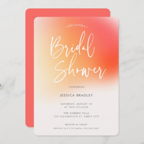 Modern Bold Orange Pink Gradient Bridal Shower Invitation