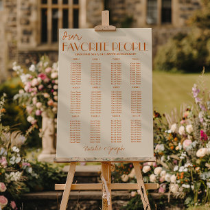 Modern Bold Orange Whimsy Wedding Seating Charts Foam Board