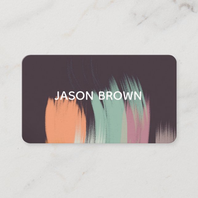 modern bold original abstract paint stroke design business card (Front)