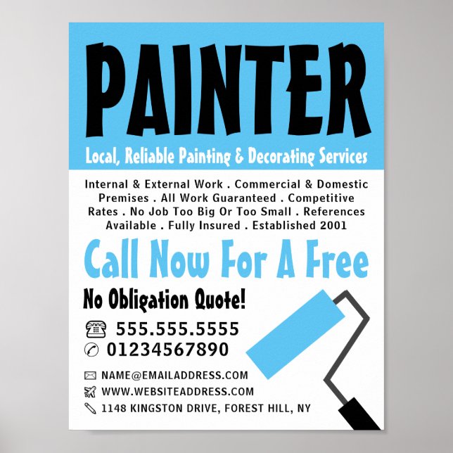 Modern Bold, Painter & Decorator Advertising Poster (Front)