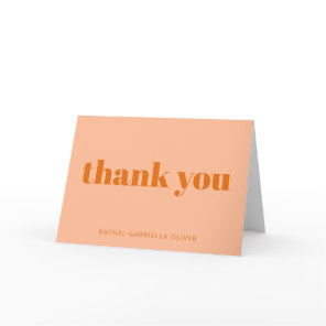 Modern Bold Peach Orange Personalized Bat Mitzvah  Thank You Card