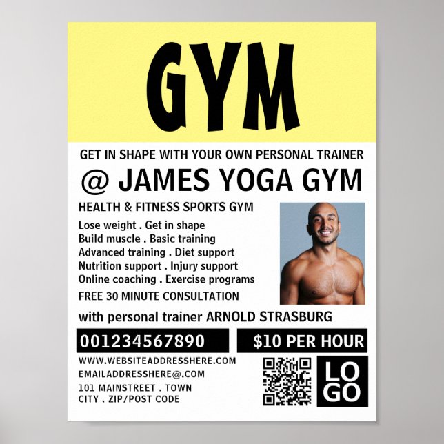 Modern Bold, Personal trainer, Gym Advertising Poster (Front)