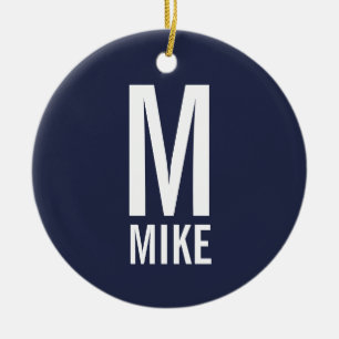 Modern Bold Personalized Monogram and Name Ceramic Ornament