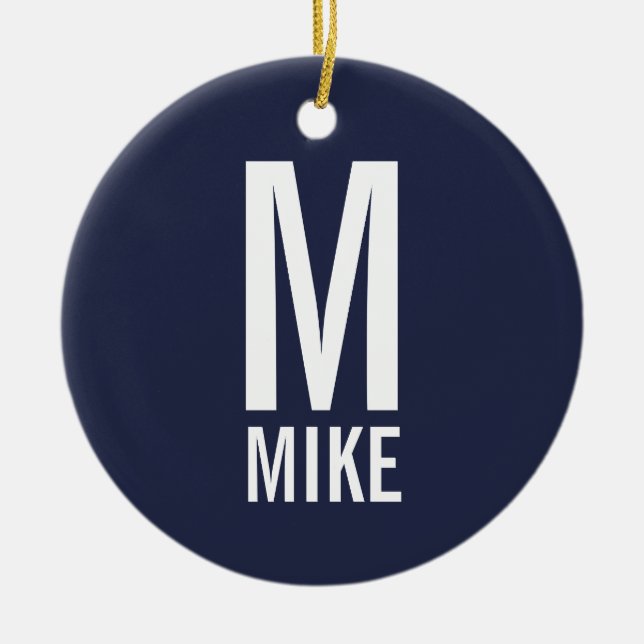 Modern Bold Personalized Monogram and Name Ceramic Ornament (Front)
