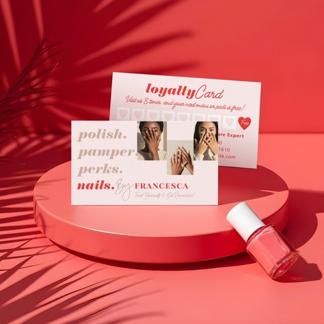 Modern Bold Photo Collage Nails By Beauty Salon Loyalty Card (Modern Bold Photo Collage Nails By Beauty Salon Loyalty Card)