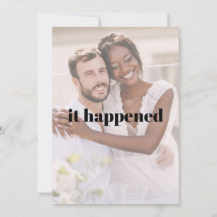 Modern Bold Photo Just Married Reception Elopement Invitation