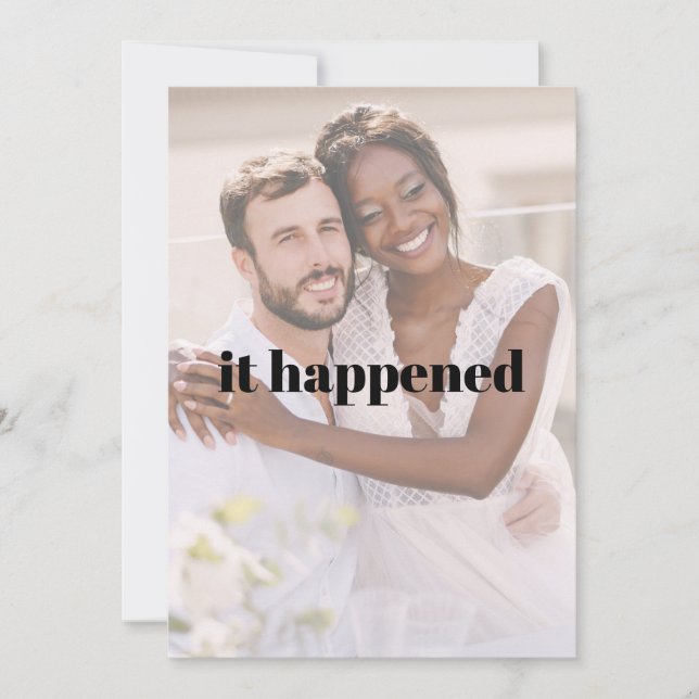Modern Bold Photo Just Married Reception Trendy Invitation (Front)