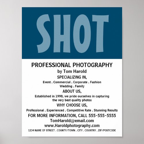 Modern Bold Photography Photographer Hire Poster