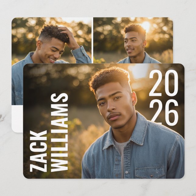 Modern Bold PhotoPop Graduation  Announcement (Front/Back)