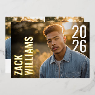 Modern Bold PhotoPop Graduation Foil Invitation