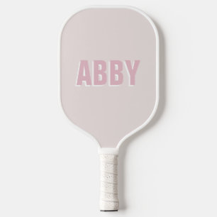 Modern bold pickleball pink and white name paddle