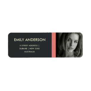 MODERN BOLD PINK BLACK PERSONAL PHOTO ADDRESS LABEL