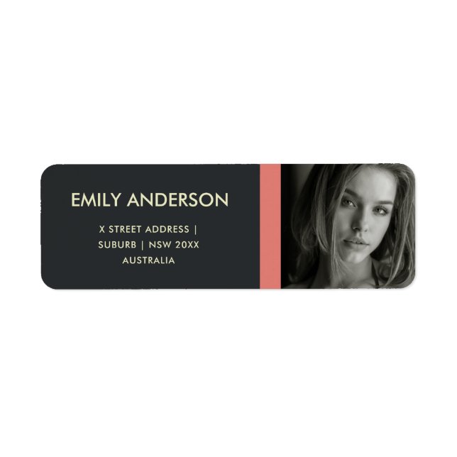 MODERN BOLD PINK BLACK PERSONAL PHOTO ADDRESS LABEL (Front)