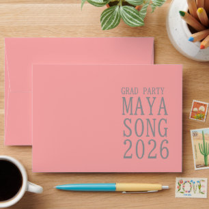 Modern Bold Pink Black Photo Graduation 2026 Envelope