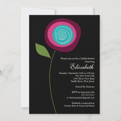 Modern Bold Pink Bloom Bridal Shower Invitation